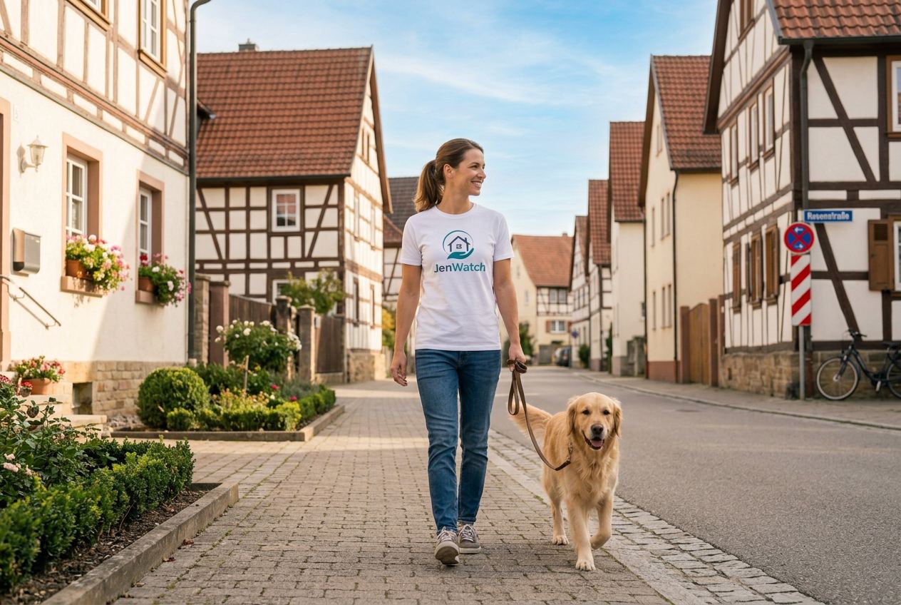 Hundesitter Jena: JenWatch-Betreuerin geht mit einem einzelnen Hund die Gassi-Runde