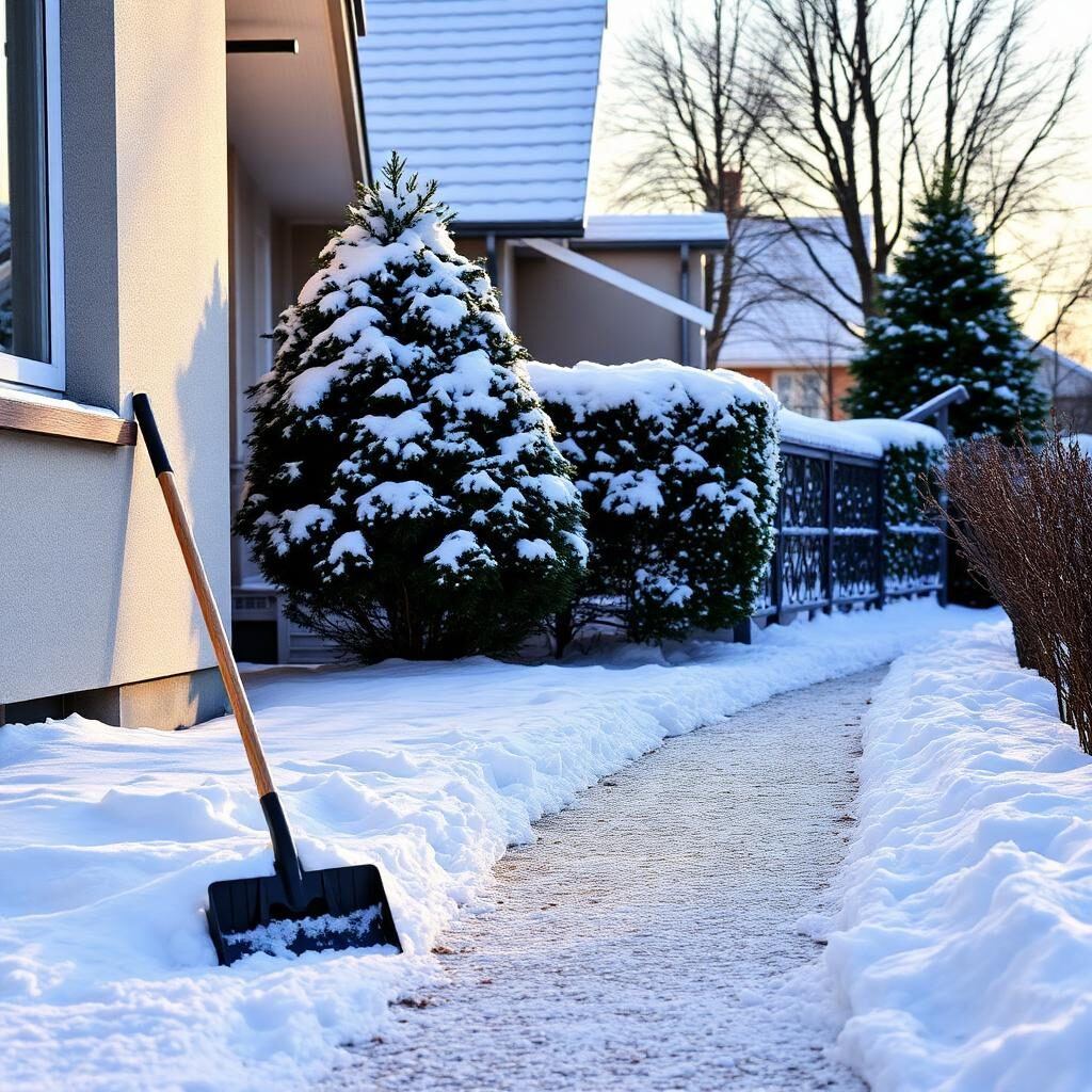 Winterdienst Jena für Senioren – geräumter und gestreuter Gehweg vor einem Eigenheim